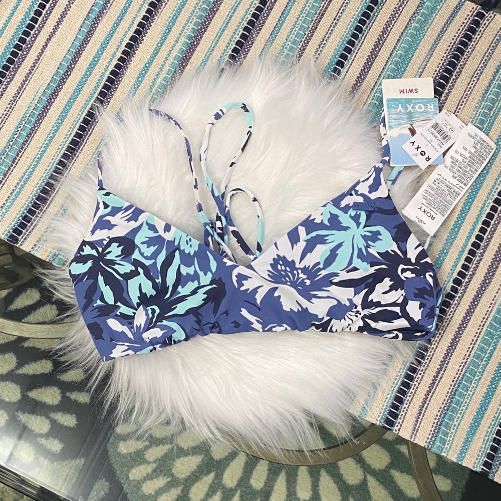 Roxy juniors printed beach classics athletic triangle bikini top size small - Picture 2 of 10